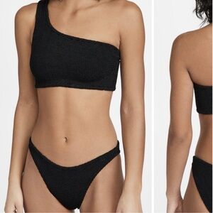 Hunza G Black One-Shoulder Bikini Set